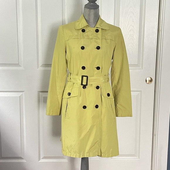 Gallery Jackets & Blazers - Gallery Bright Green Belted Trench Coat